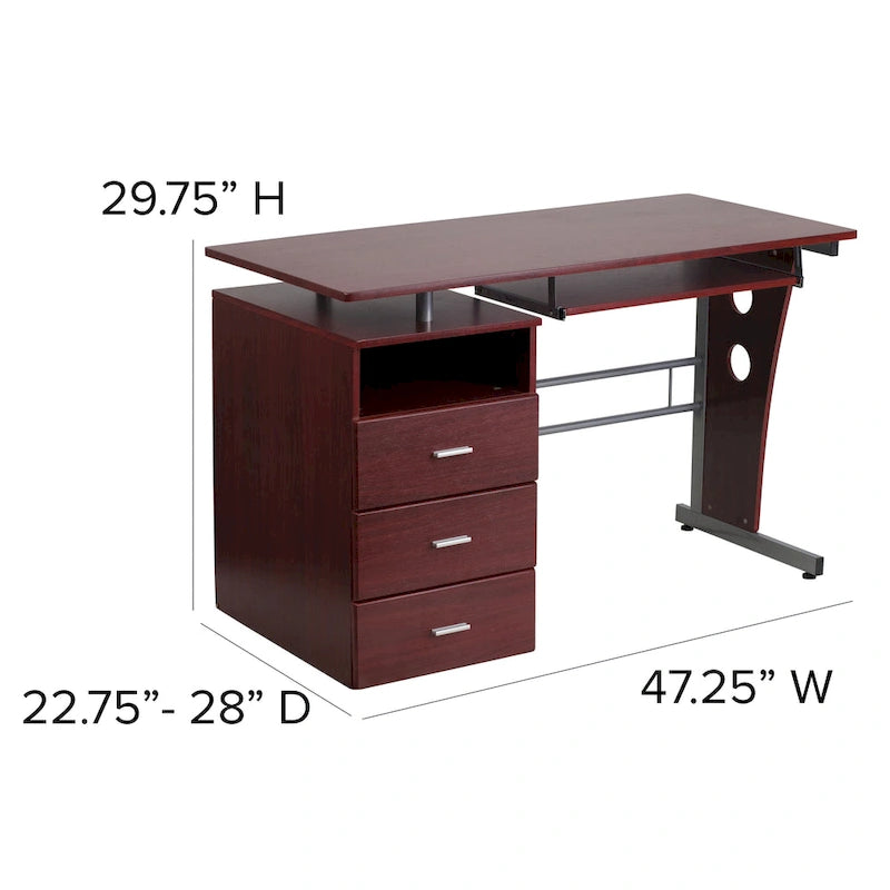 Bureau informatique 3 tiroirs avec tablette clavier