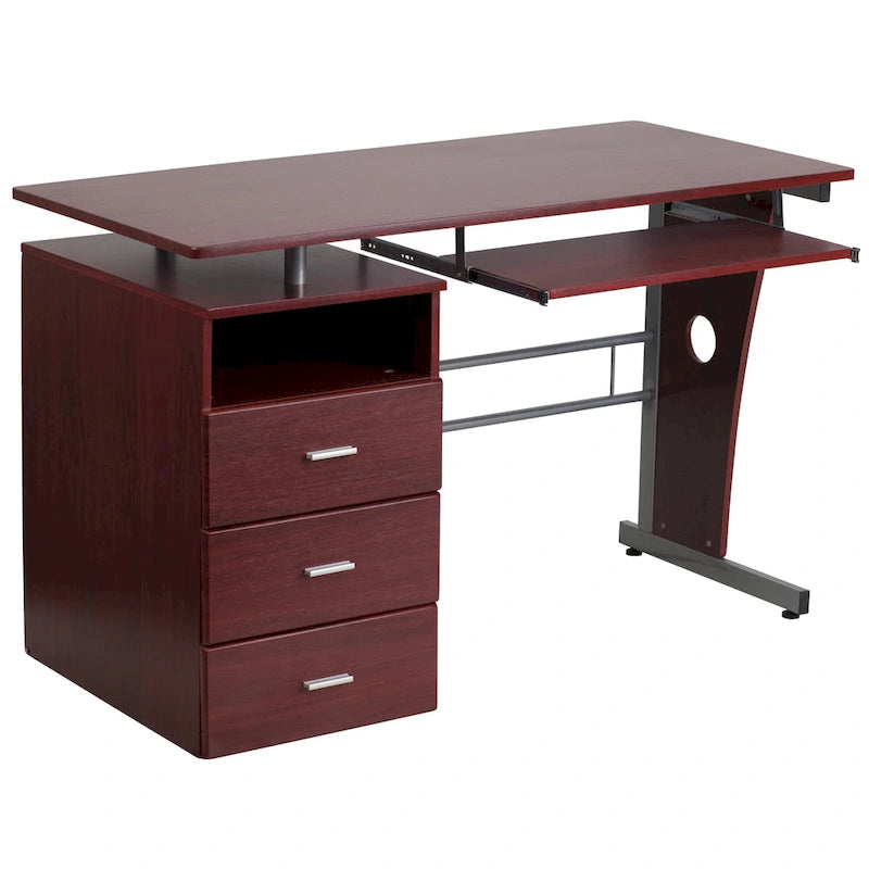 Bureau informatique 3 tiroirs avec tablette clavier