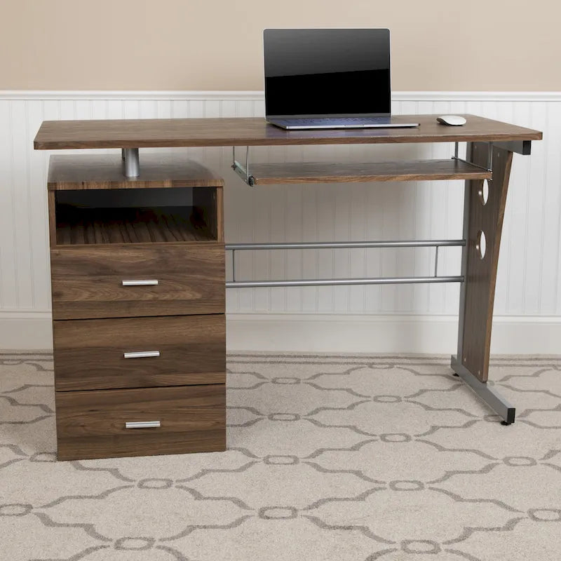 Bureau informatique 3 tiroirs avec tablette clavier