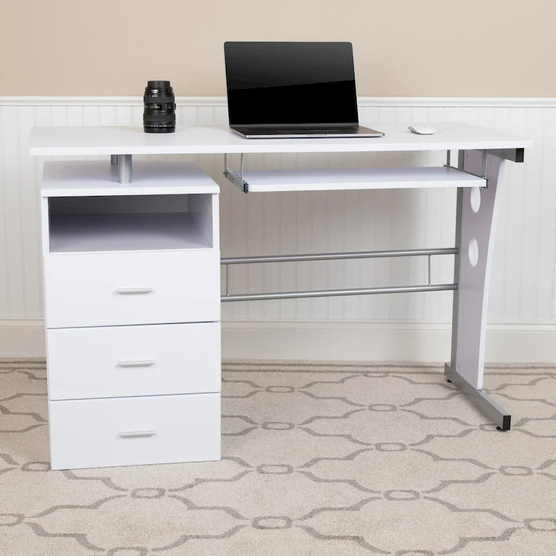 Bureau informatique 3 tiroirs avec tablette clavier