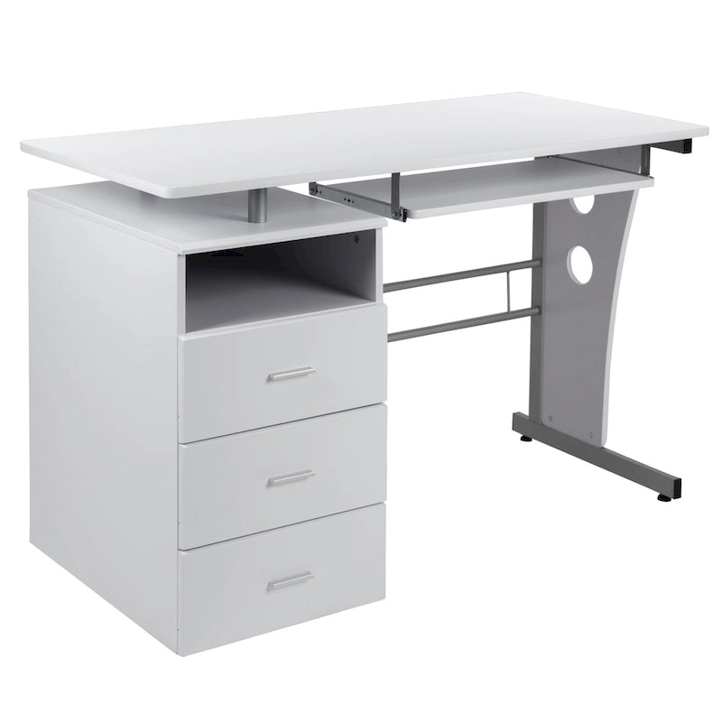 Bureau informatique 3 tiroirs avec tablette clavier