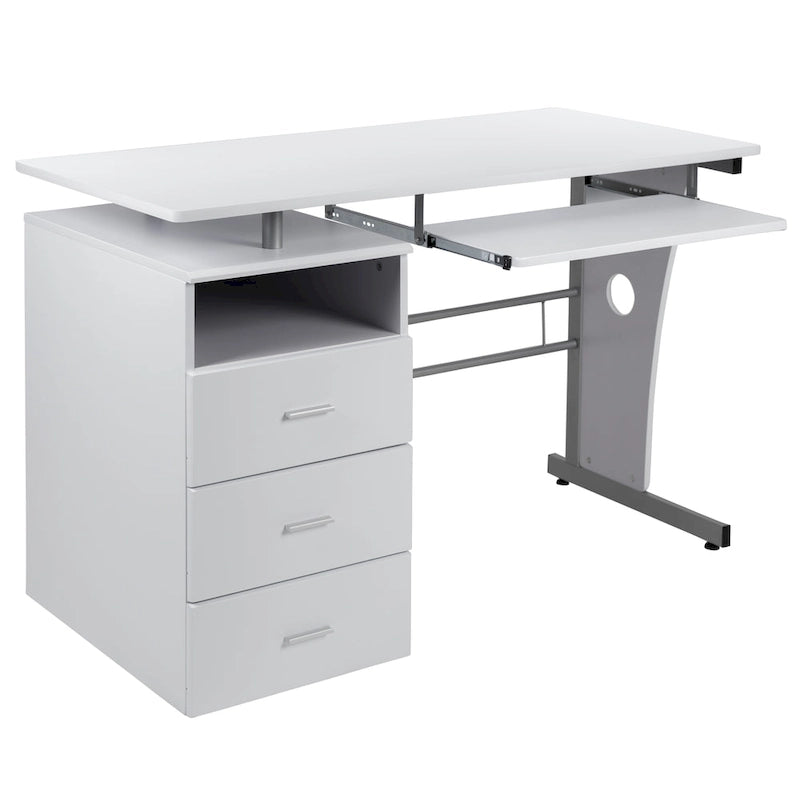 Bureau informatique 3 tiroirs avec tablette clavier