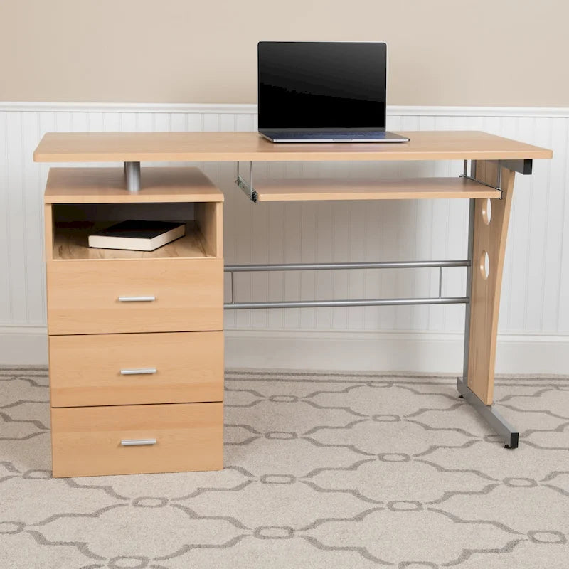 Bureau informatique 3 tiroirs avec tablette clavier