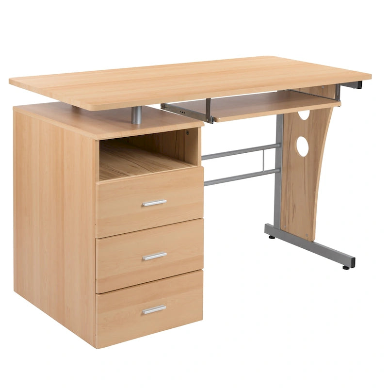 Bureau informatique 3 tiroirs avec tablette clavier