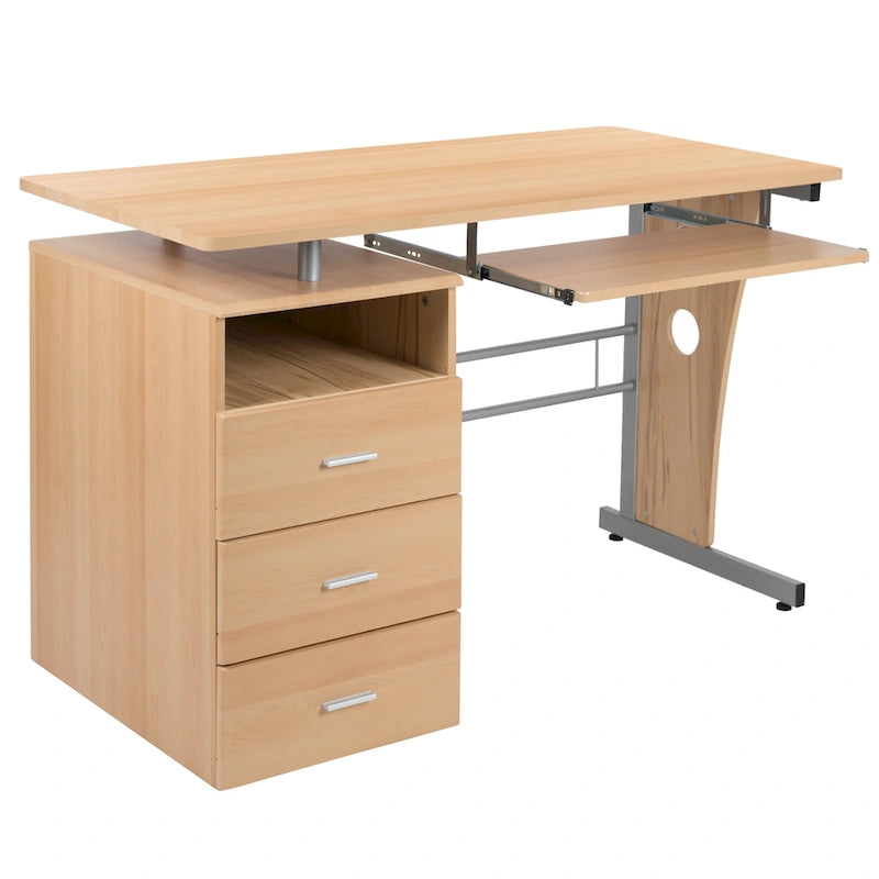 Bureau informatique 3 tiroirs avec tablette clavier