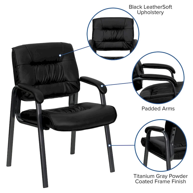 Fauteuil de réception en cuir souple LeatherSoft avec cadre gris titane