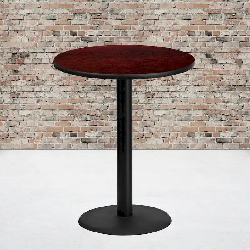 Plateau de table stratifié rond de 36 po avec base de table ronde de hauteur bar de 24 po