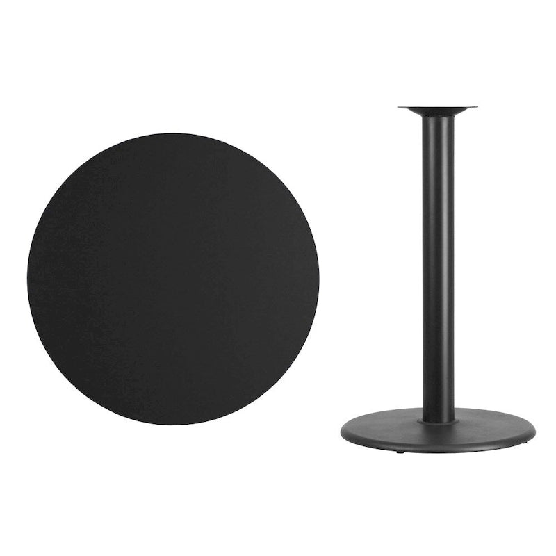 Plateau de table stratifié rond de 36 po avec base de table ronde de hauteur bar de 24 po