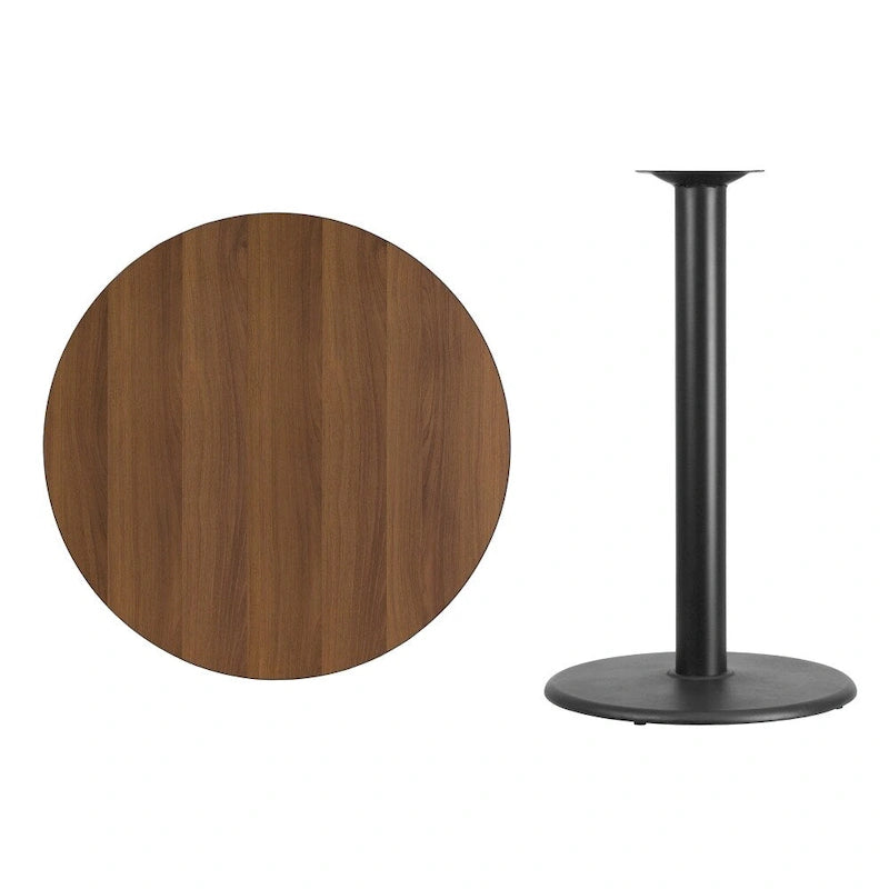 Plateau de table stratifié rond de 36 po avec base de table ronde de hauteur bar de 24 po