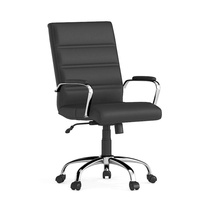 Fauteuil de bureau pivotant en cuir synthétique avec dossier mi-haut