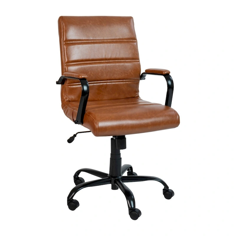 Fauteuil de bureau pivotant en cuir synthétique avec dossier mi-haut
