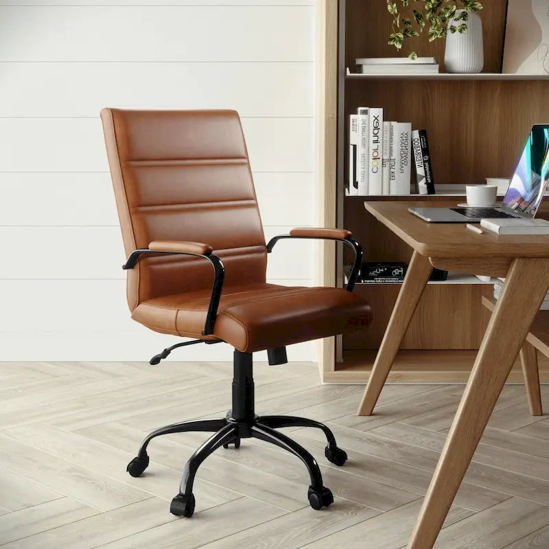 Fauteuil de bureau pivotant en cuir synthétique avec dossier mi-haut