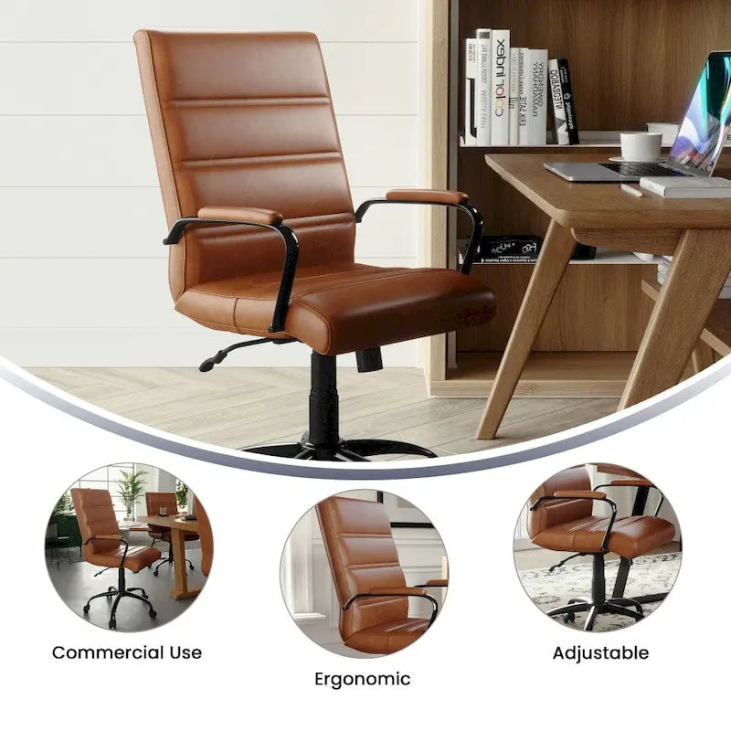 Fauteuil de bureau pivotant en cuir synthétique avec dossier mi-haut