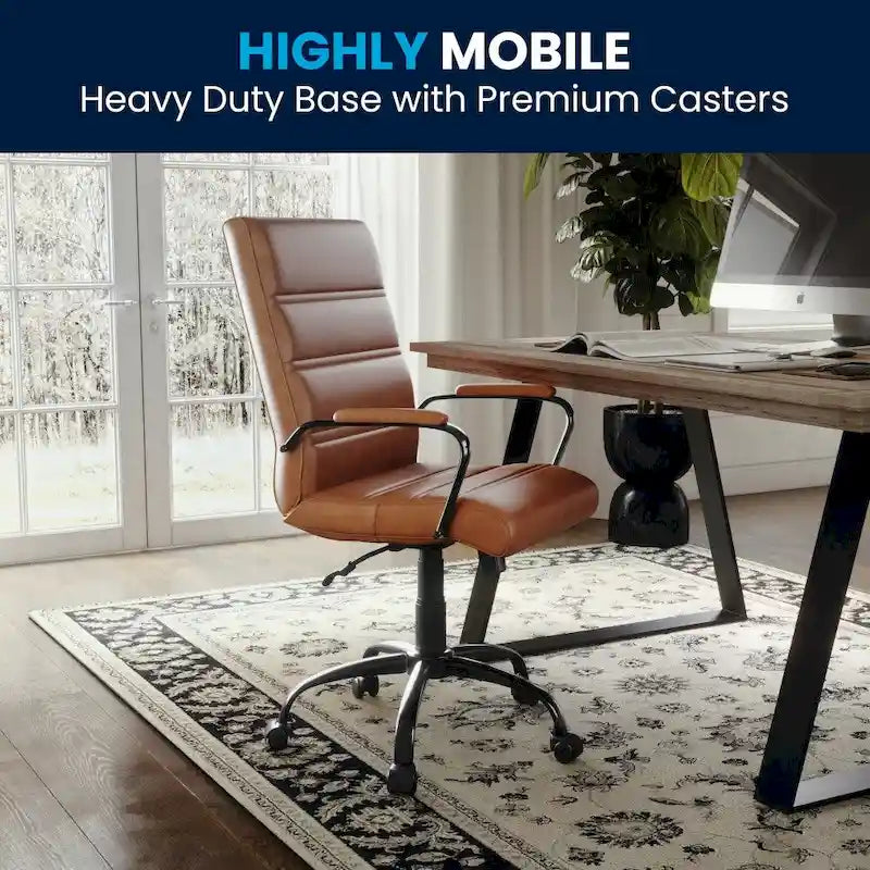 Fauteuil de bureau pivotant en cuir synthétique avec dossier mi-haut