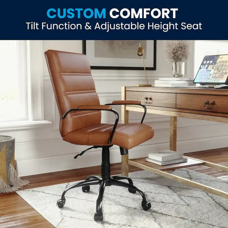 Fauteuil de bureau pivotant en cuir synthétique avec dossier mi-haut