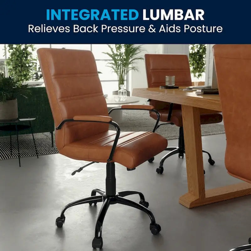 Fauteuil de bureau pivotant en cuir synthétique avec dossier mi-haut