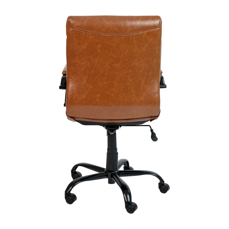 Fauteuil de bureau pivotant en cuir synthétique avec dossier mi-haut