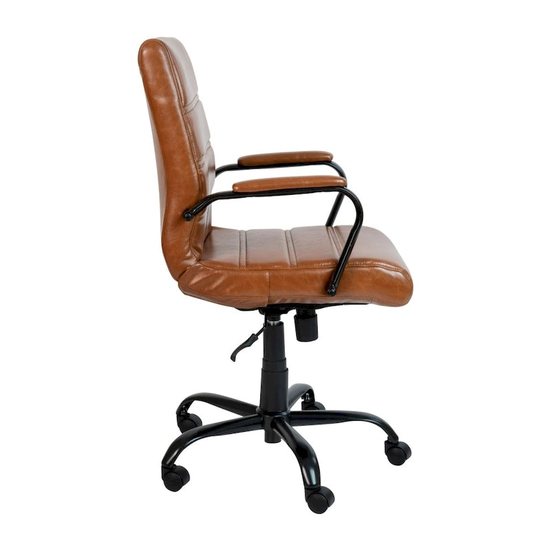 Fauteuil de bureau pivotant en cuir synthétique avec dossier mi-haut