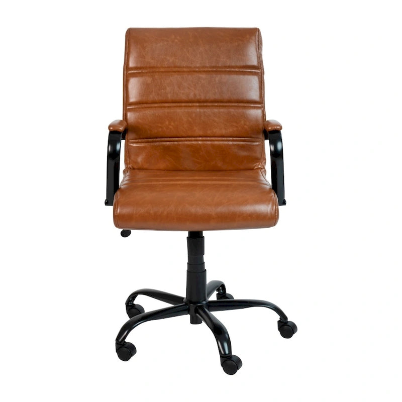Fauteuil de bureau pivotant en cuir synthétique avec dossier mi-haut