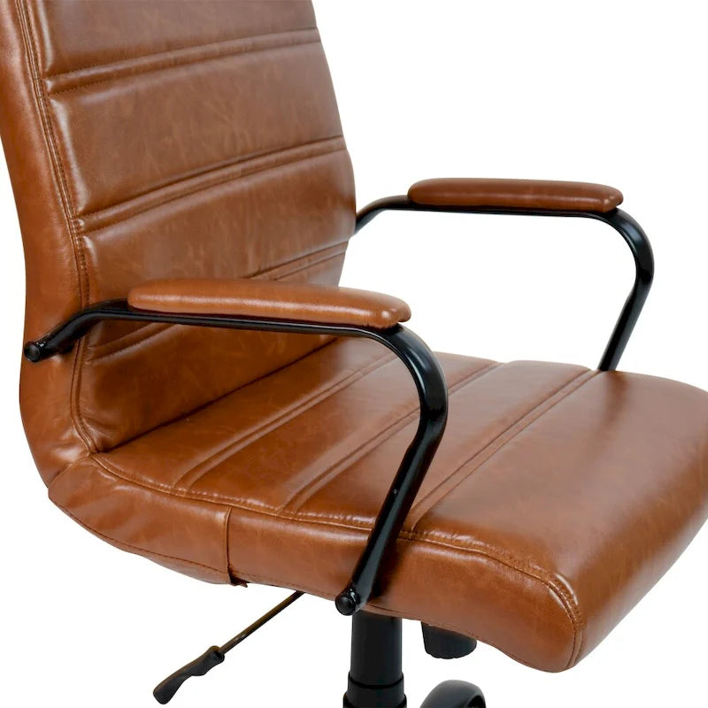 Fauteuil de bureau pivotant en cuir synthétique avec dossier mi-haut