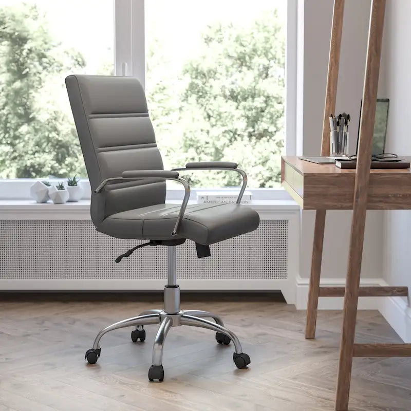 Fauteuil de bureau pivotant en cuir synthétique avec dossier mi-haut
