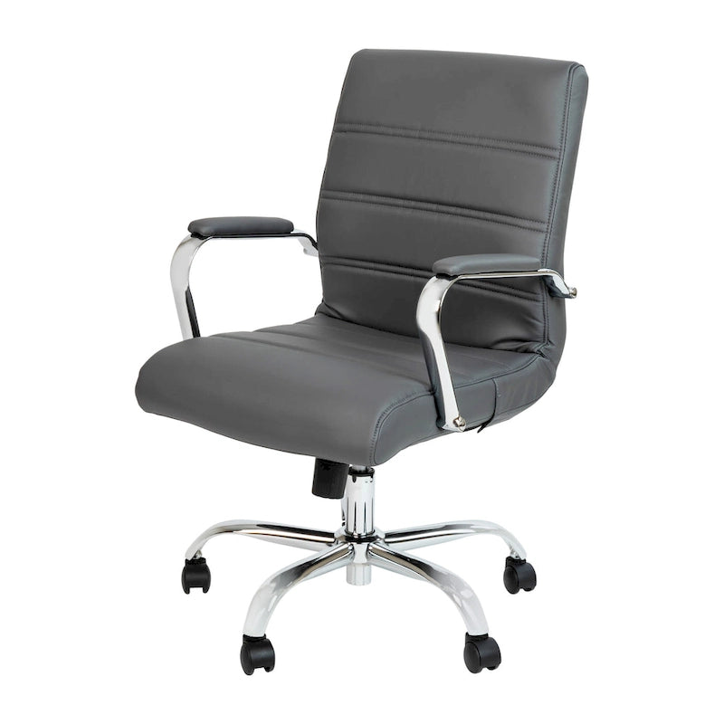 Fauteuil de bureau pivotant en cuir synthétique avec dossier mi-haut
