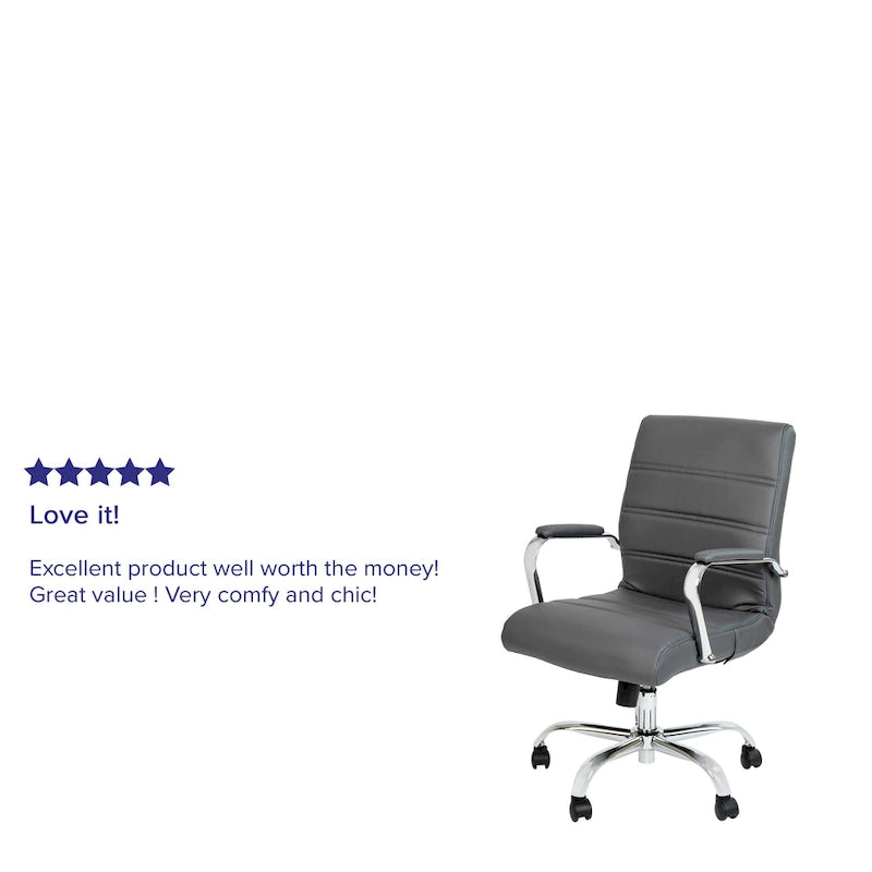 Fauteuil de bureau pivotant en cuir synthétique avec dossier mi-haut