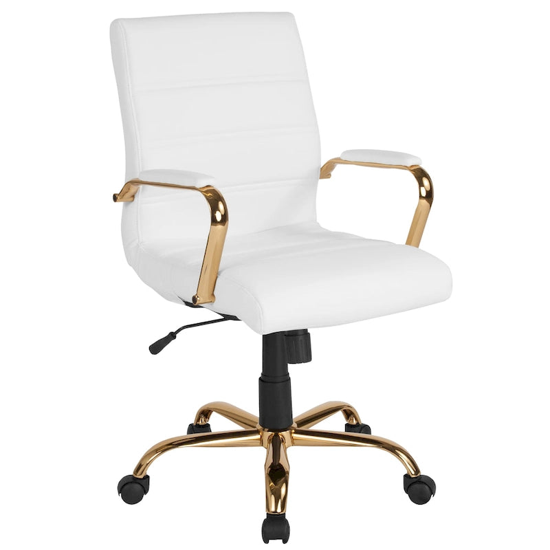 Fauteuil de bureau pivotant en cuir synthétique avec dossier mi-haut