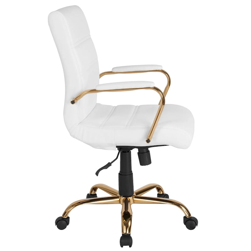 Fauteuil de bureau pivotant en cuir synthétique avec dossier mi-haut