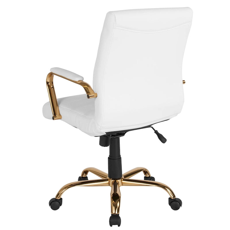 Fauteuil de bureau pivotant en cuir synthétique avec dossier mi-haut