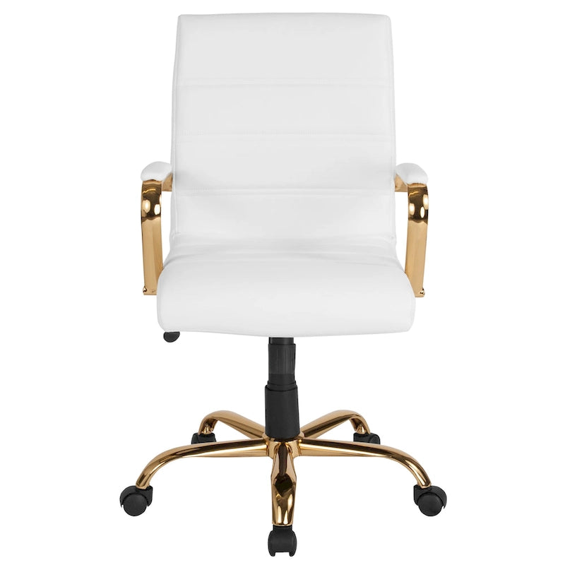 Fauteuil de bureau pivotant en cuir synthétique avec dossier mi-haut