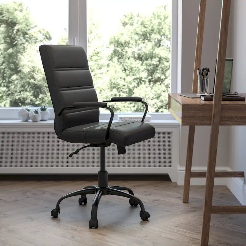 Fauteuil de bureau pivotant en cuir synthétique avec dossier mi-haut