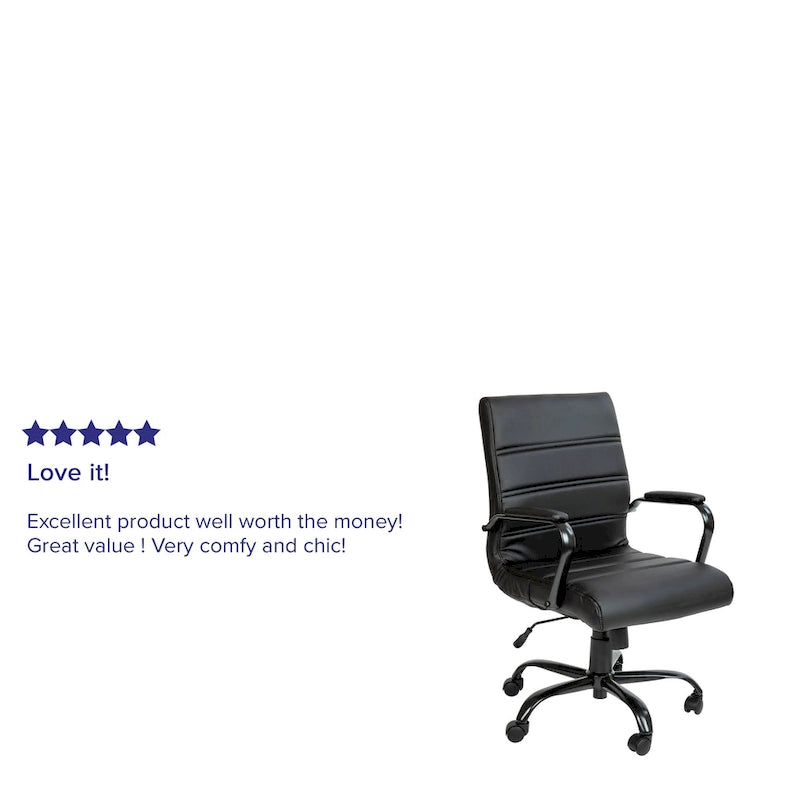 Fauteuil de bureau pivotant en cuir synthétique avec dossier mi-haut