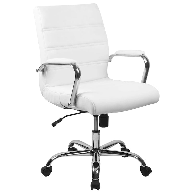 Fauteuil de bureau pivotant en cuir synthétique avec dossier mi-haut