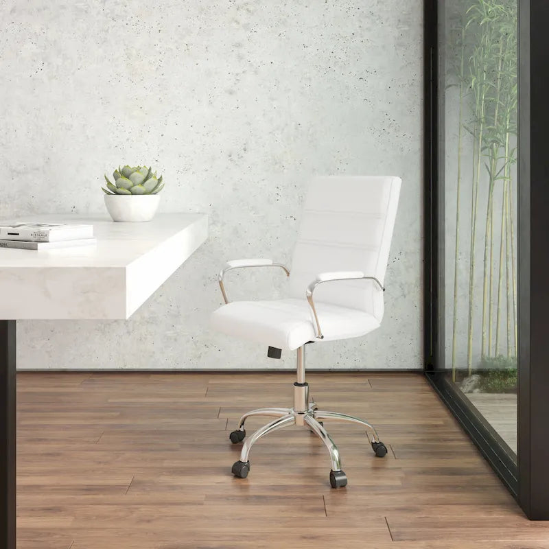 Fauteuil de bureau pivotant en cuir synthétique avec dossier mi-haut