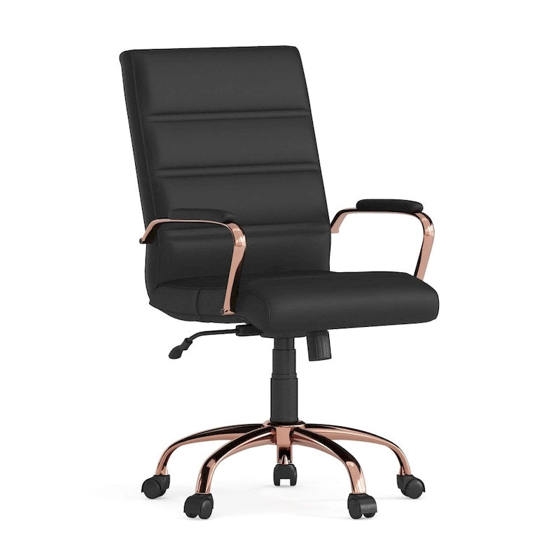 Fauteuil de bureau pivotant en cuir synthétique avec dossier mi-haut