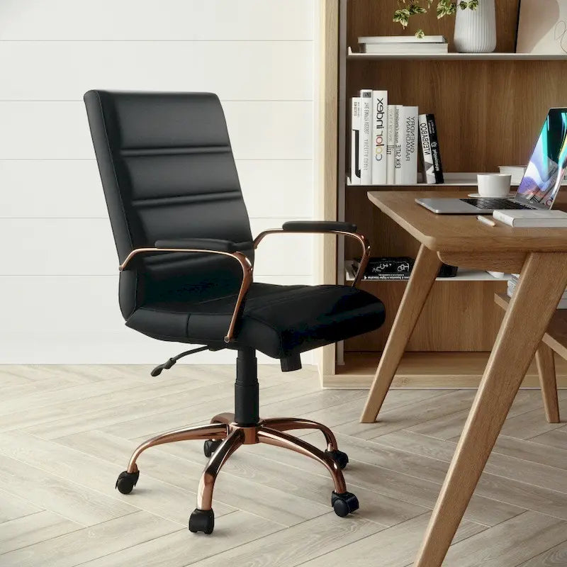 Fauteuil de bureau pivotant en cuir synthétique avec dossier mi-haut