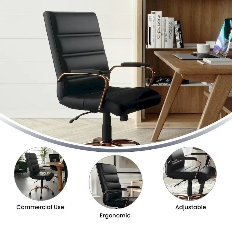 Fauteuil de bureau pivotant en cuir synthétique avec dossier mi-haut