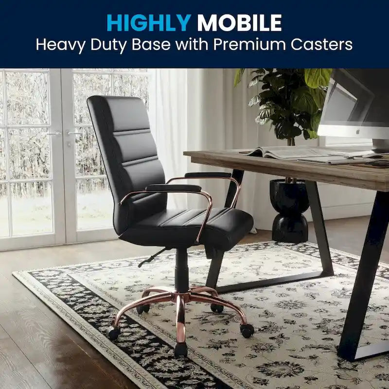 Fauteuil de bureau pivotant en cuir synthétique avec dossier mi-haut