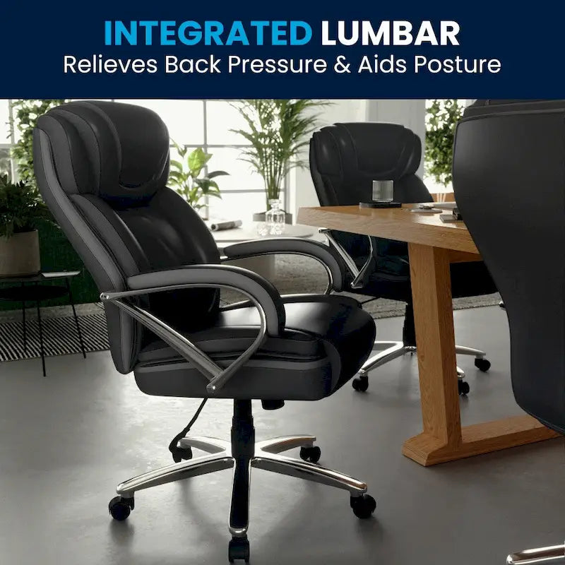Chaise de bureau ergonomique pivotante en cuir pleine fleur, grande taille