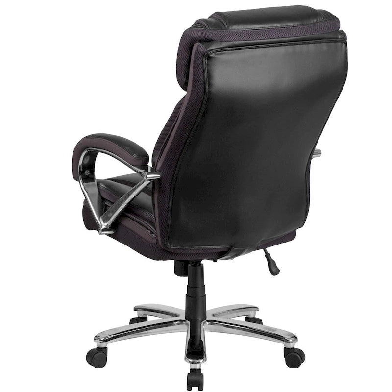 Chaise de bureau ergonomique pivotante en cuir pleine fleur, grande taille