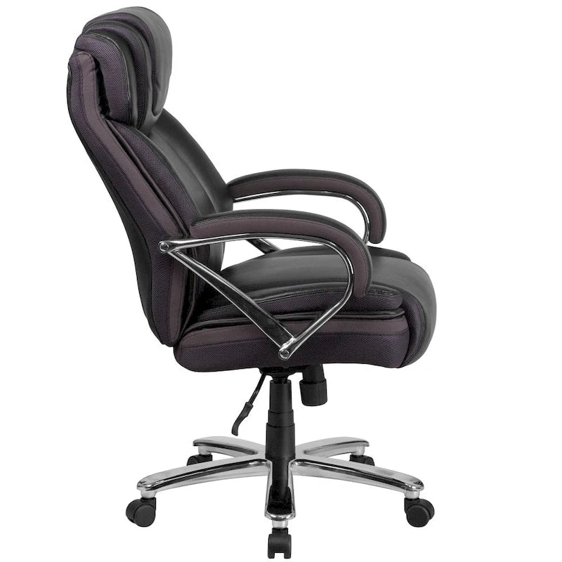 Chaise de bureau ergonomique pivotante en cuir pleine fleur, grande taille