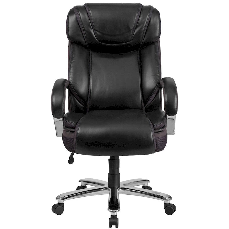 Chaise de bureau ergonomique pivotante en cuir pleine fleur, grande taille
