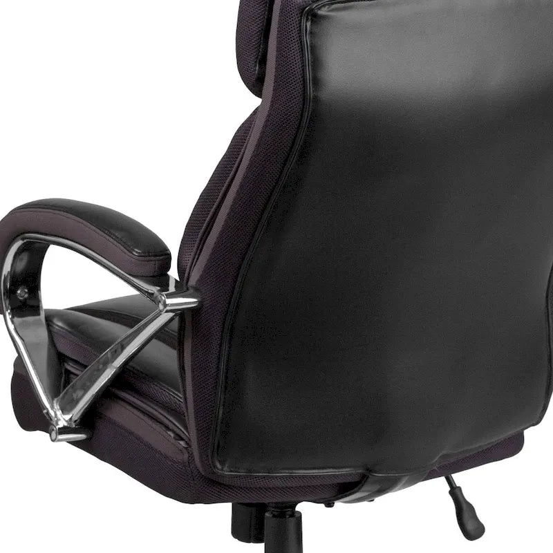 Chaise de bureau ergonomique pivotante en cuir pleine fleur, grande taille