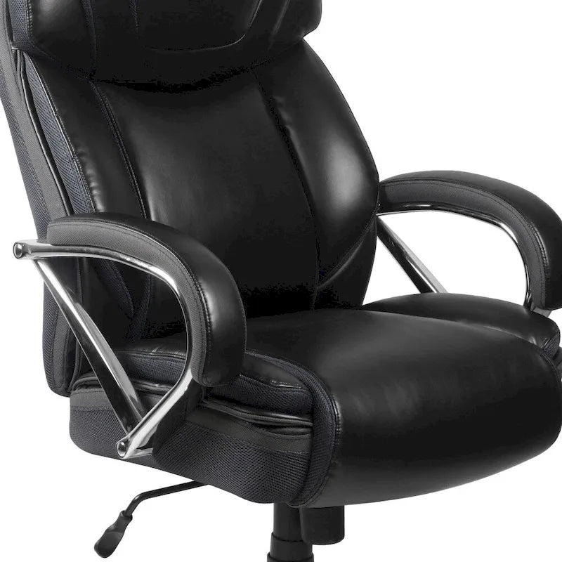 Chaise de bureau ergonomique pivotante en cuir pleine fleur, grande taille