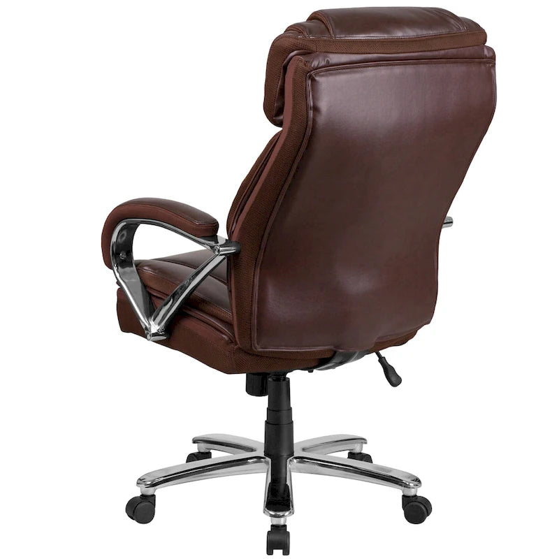 Chaise de bureau ergonomique pivotante en cuir pleine fleur, grande taille