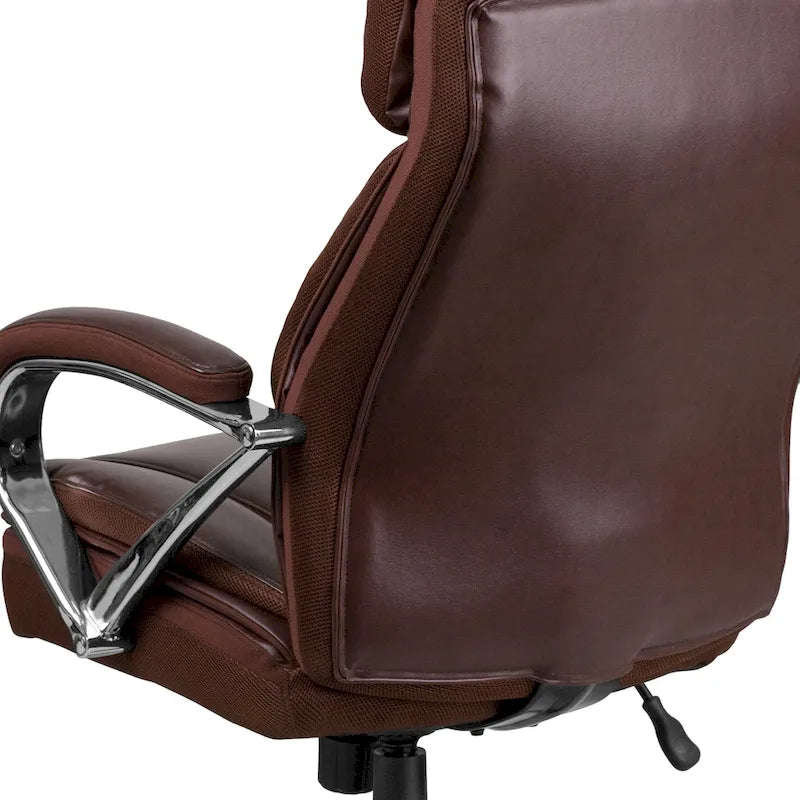 Chaise de bureau ergonomique pivotante en cuir pleine fleur, grande taille