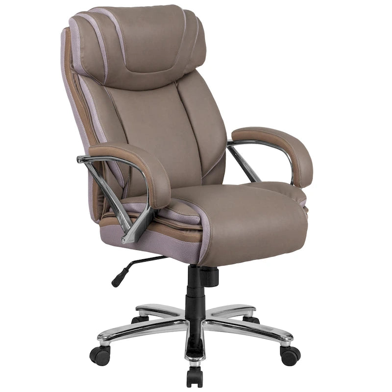 Chaise de bureau ergonomique pivotante en cuir pleine fleur, grande taille