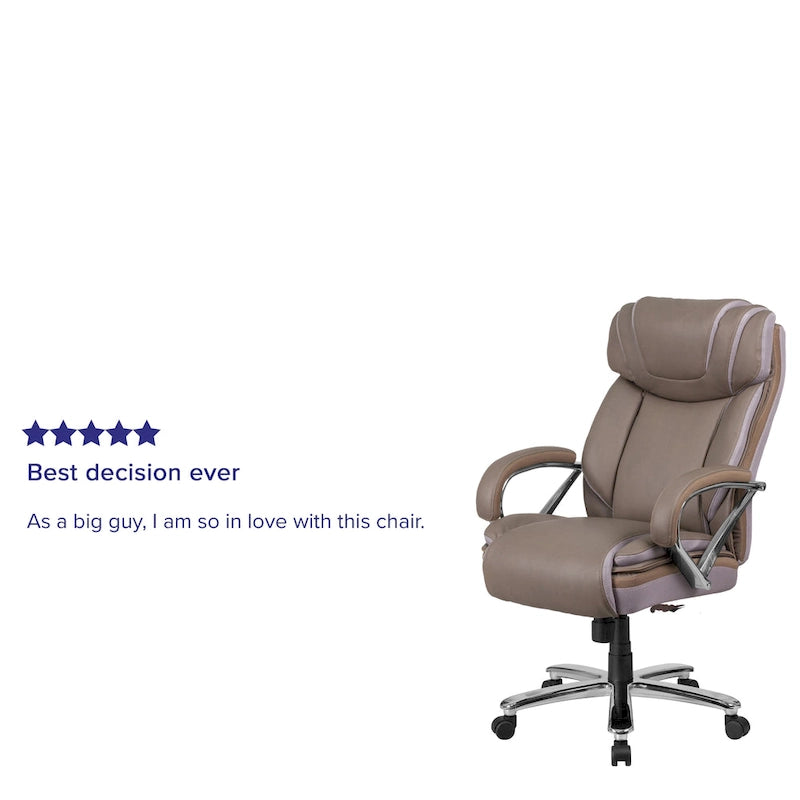 Chaise de bureau ergonomique pivotante en cuir pleine fleur, grande taille