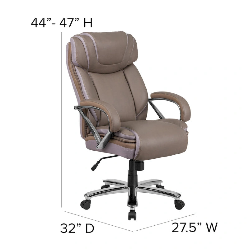 Chaise de bureau ergonomique pivotante en cuir pleine fleur, grande taille